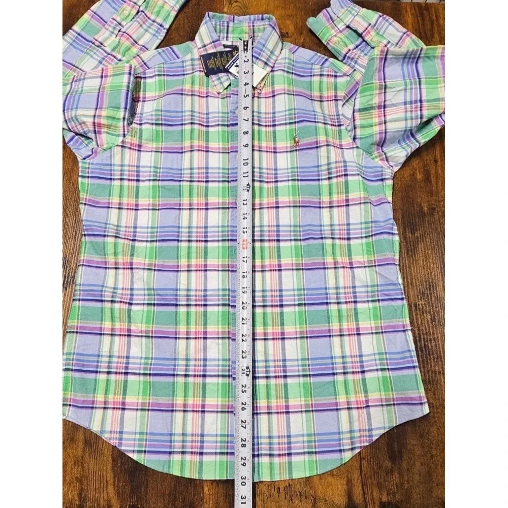 POLO RALPH LAUREN MEN'S BLUE GREEN PINK CLASSIC FIT PLAID OXFORD SHIRT Sz M NWT